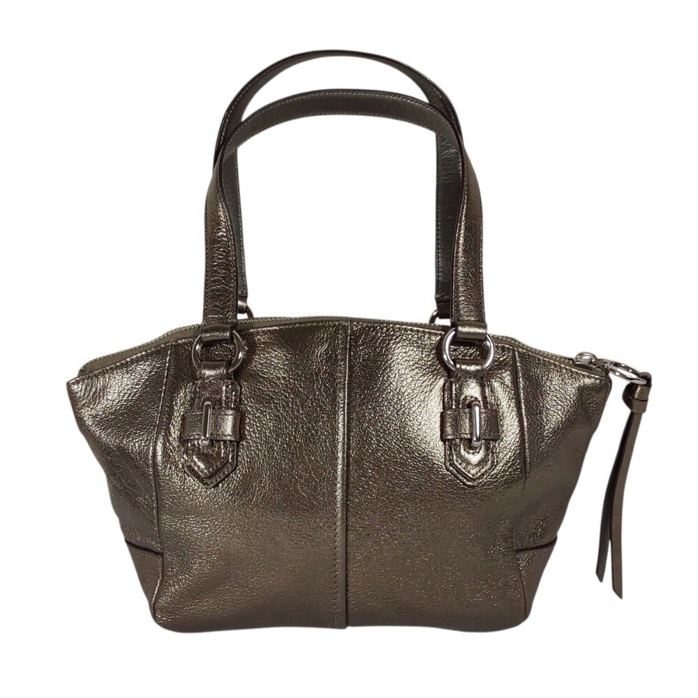 NWT Coach Metallic Gunmetal Mini Chelsea Leather Satchel Bag Edgy/Glam/Statement - Picture 6 of 9